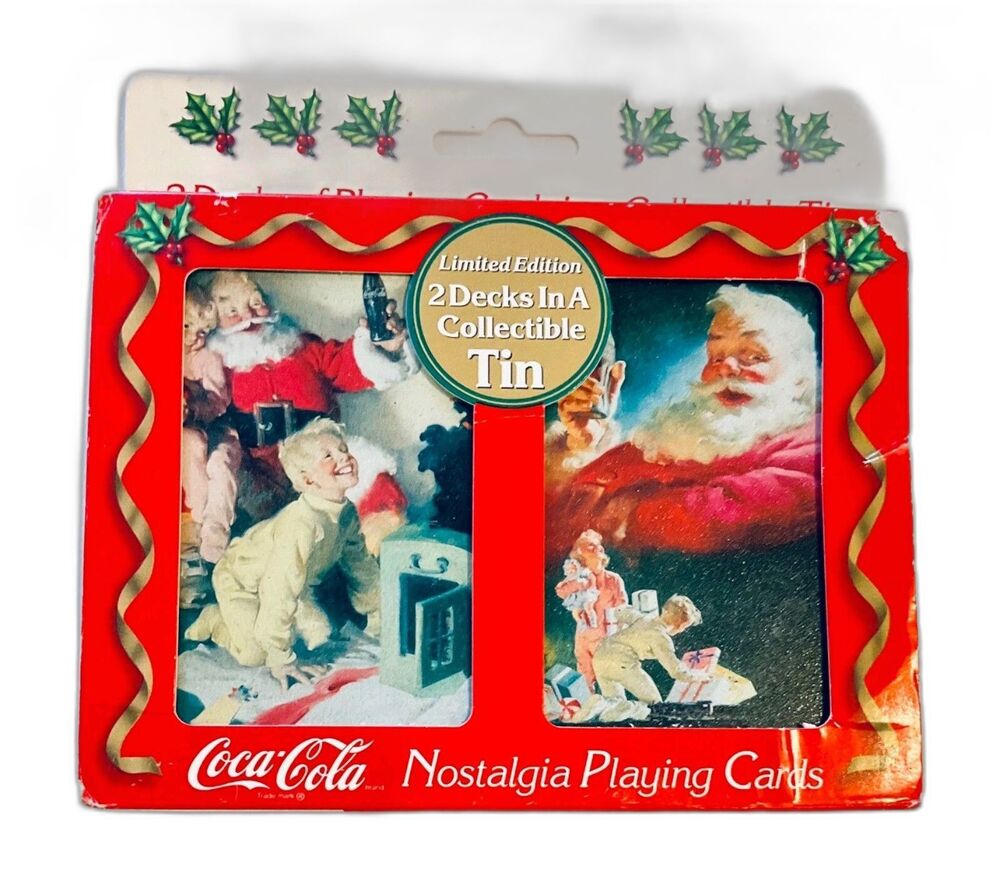VTG Christmas Coca Cola Playing Cards New In Collectible Tin